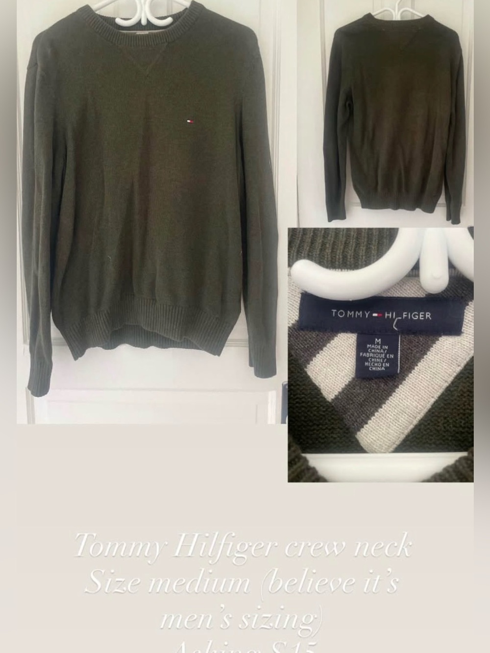 Tommy Hilfiger Men's Olive Green Crewneck Sweater